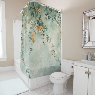 Trailing Vine With Orange Flowers Shower Curtain