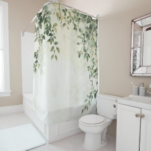 Trailing Vines With White Flowers Shower Curtain