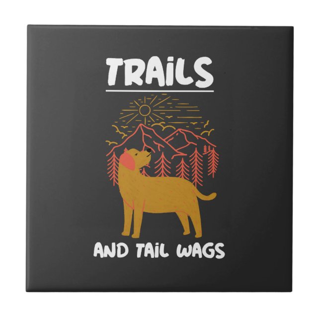 Trails and tail Wags Labrador Retriever Ceramic Tile (Front)