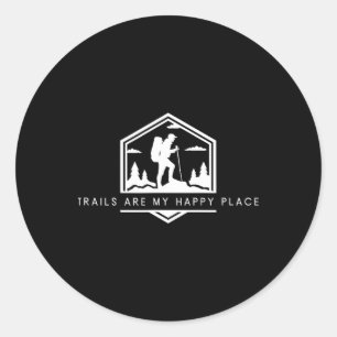 Trails Are My Happy Place - Minimalist Hiking Love Classic Round Sticker