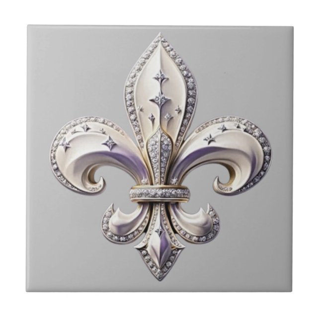 Trails I Travel Fleur De Lis Design Ceramic Tile (Front)