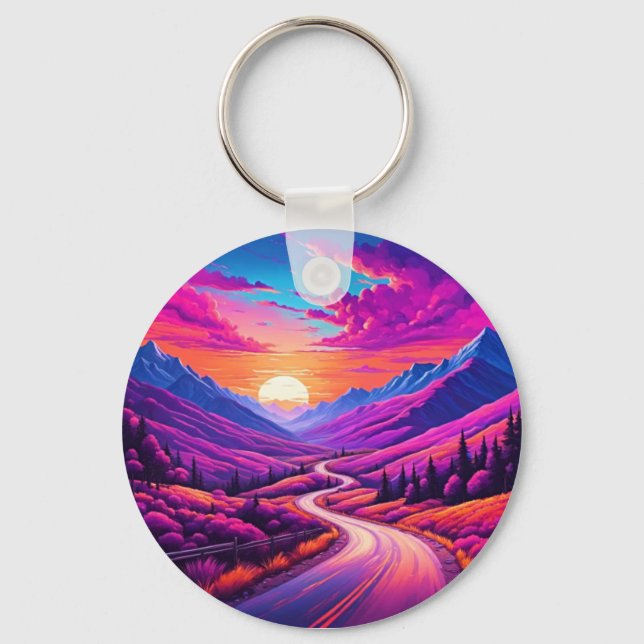 Trails I Travel Miles Design Key Ring (Front)