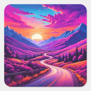 Trails I Travel Miles Design Square Sticker