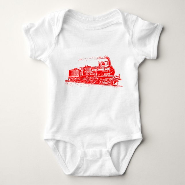 Train 03 - Red Baby Bodysuit (Front)