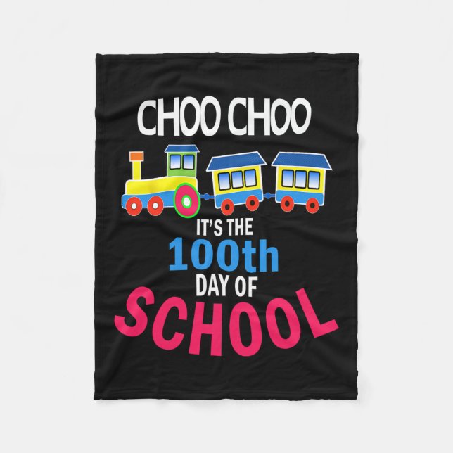 Train 100 Days Of Kindergarten School Student Teac Fleece Blanket (Front)