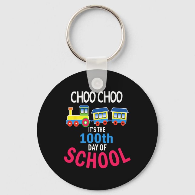 Train 100 Days Of Kindergarten School Student Teac Key Ring (Front)