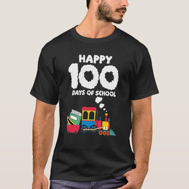 Train 100 Days Of Kindergarten School Student Teac T-Shirt (Front)