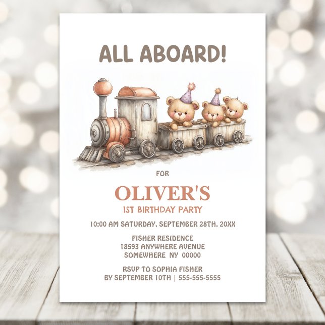 Train 1st Birthday Invitation (Creator Uploaded)