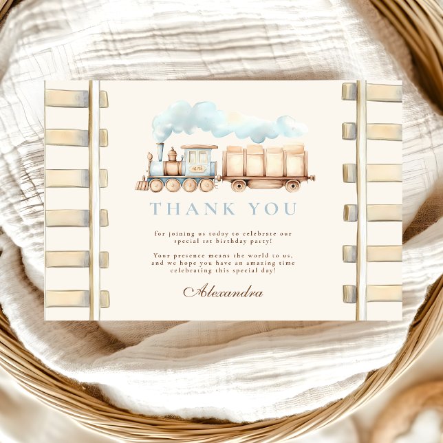 Train 1st Birthday  Thank You Card (Creator Uploaded)