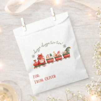 Train 2nd Birthday Watercolor Santas Party Express Favour Bag