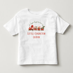 Train 2nd Birthday Watercolor Santas Party Express Toddler T-Shirt