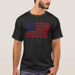 Train American Flag Patriotic Locomotive Railroad T-Shirt