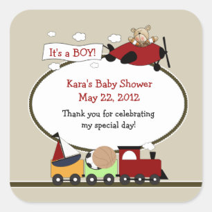 TRAIN AND AIRPLANE SQUARE Favour Sticker