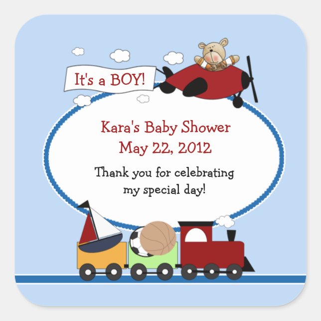 TRAIN AND AIRPLANE SQUARE Favour Sticker (Front)