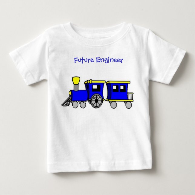 train and caboose-blue, Future Engineer Baby T-Shirt (Front)