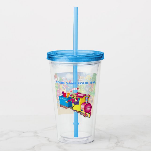 train and car acrylic tumbler (Front)