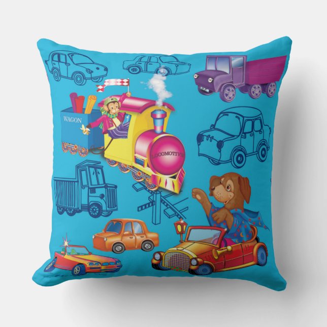 train and car for the boy cushion (Front)