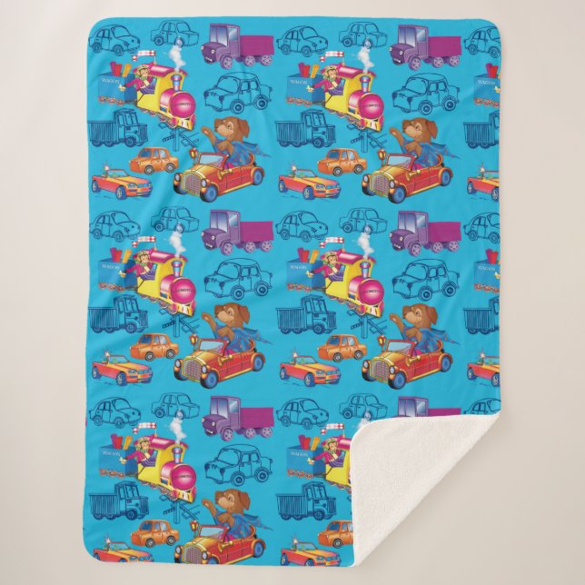 train and car for the boy sherpa blanket (Front)