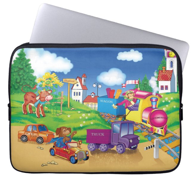 train and car laptop sleeve (Front)