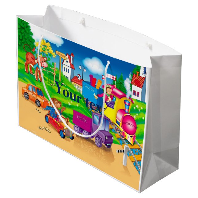 train and car large gift bag (Back Angled)