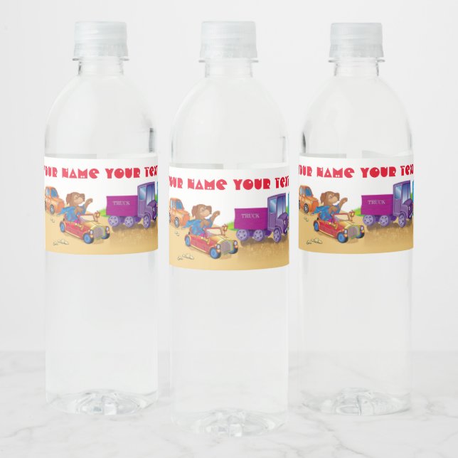 train and car water bottle label (Bottles)