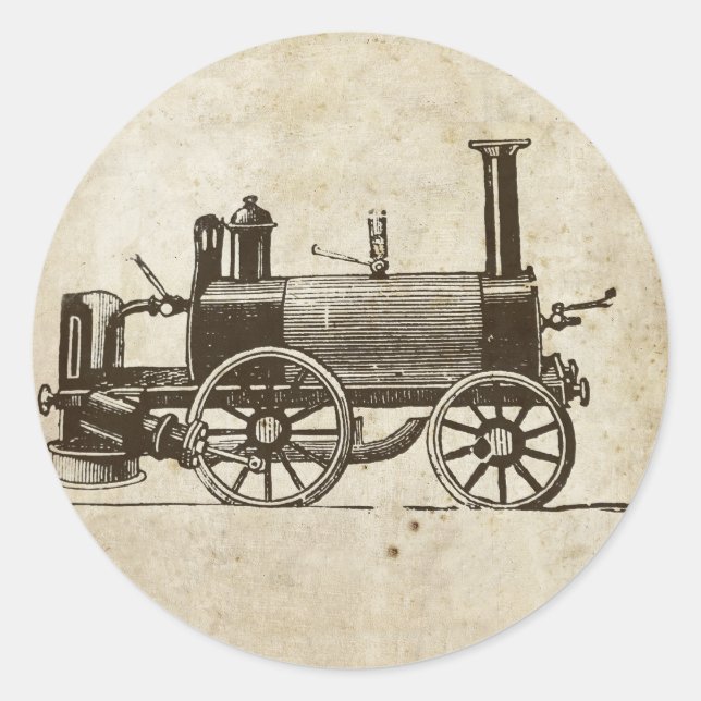 Train Antique Toy Steam Train Engine Classic Round Sticker (Front)