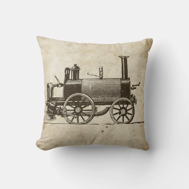 Train Antique Toy Steam Train Engine Cushion (Front)