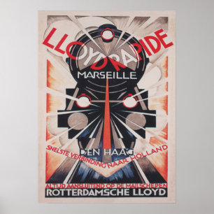 Train, Art Deco Vintage Art Poster