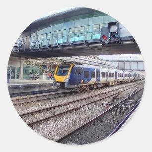 Train , at Sheffield station Classic Round Sticker