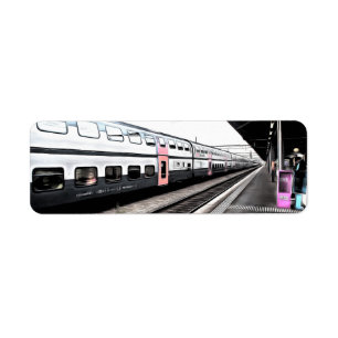 Train at station in Switzerland Return Address Label