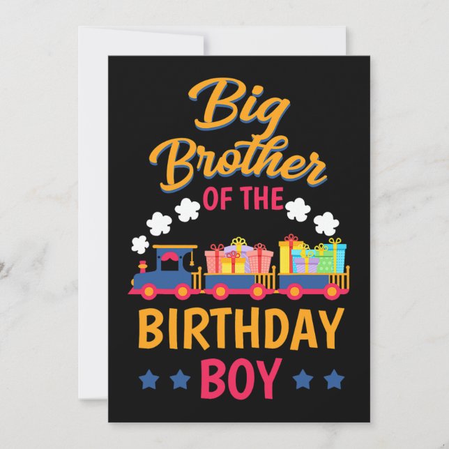 Train Bday Party Railroad Big Brother Of The Birth Invitation (Front)