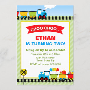 Train Birthday Invitation 5x7 Photo Card