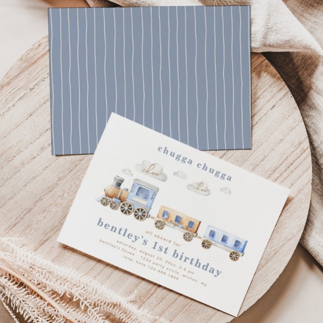 Train Birthday Invitation | Blue Train Invitations (Creator Uploaded)