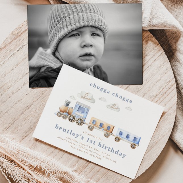 Train Birthday Invitation | Blue Train Invitations (Creator Uploaded)