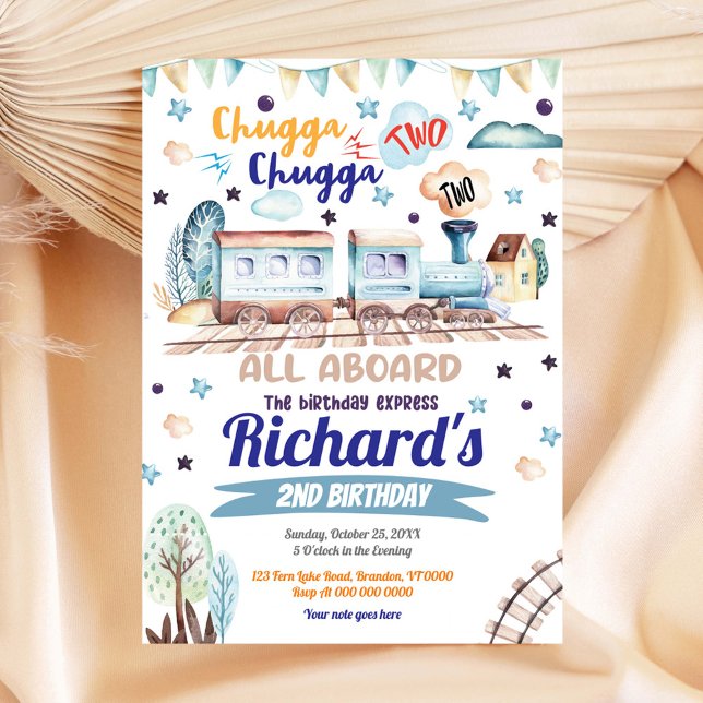 Train Birthday Invitation Chugga Chugga Two Two (Creator Uploaded)