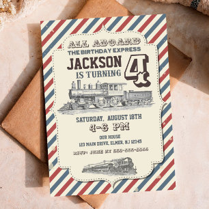 Train Birthday Invitation Vintage Invites