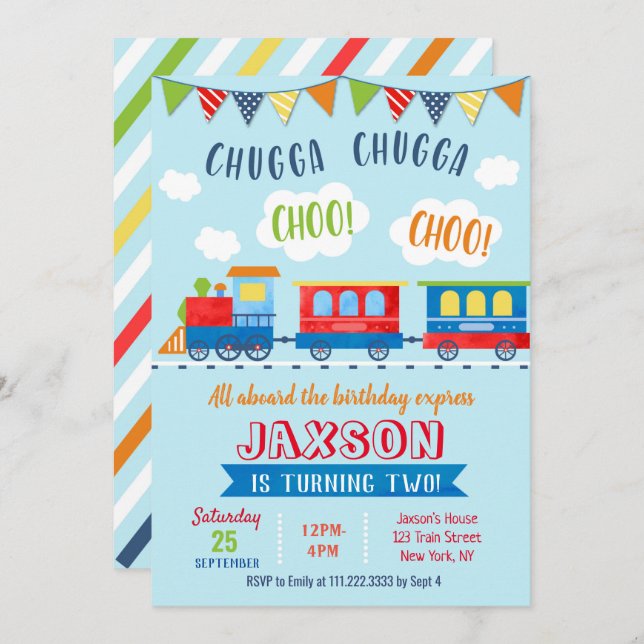 Train Birthday Invitations (Front/Back)