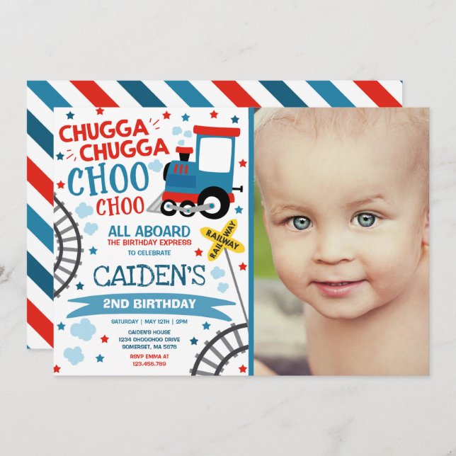Train Birthday Invite Chugga Chugga Choo Choo (Front/Back)