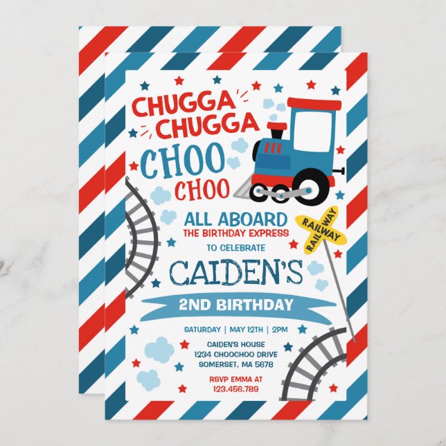 Train Birthday Invite Chugga Chugga Choo Choo (Front/Back)