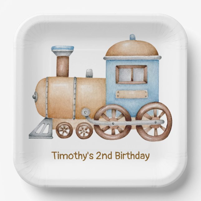 Train Birthday Party Baby Shower Paper Plate (Front)
