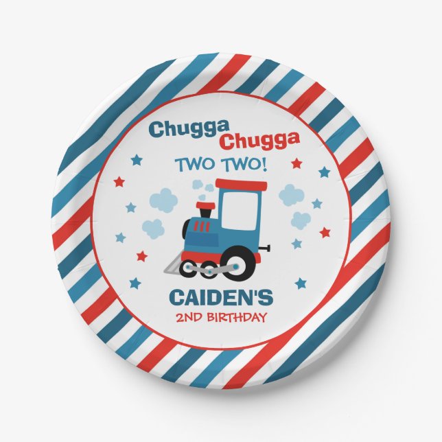 Train Birthday Party Decor Chugga Chugga Two Two  Paper Plate (Front)