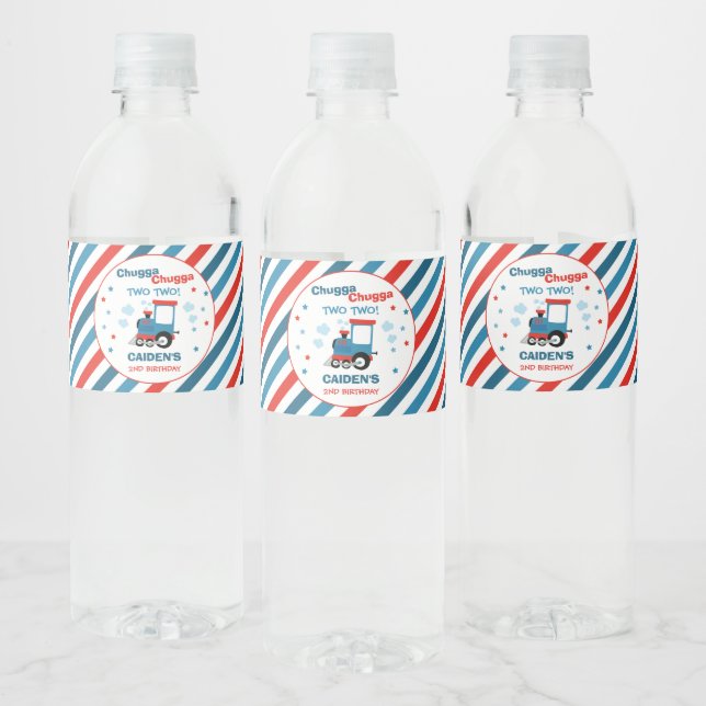 Train Birthday Party Decor Chugga Chugga Two Two Water Bottle Label (Bottles)