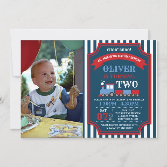 Train birthday party invitation (Front)