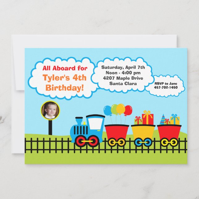 Train Birthday Party Invitation (Front)