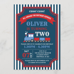 Train birthday party invitation