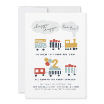 Train Birthday Party Invitation • Age 2 Two Two