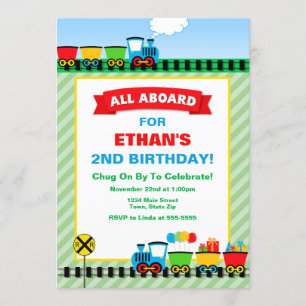 Train Birthday Party Invitation All Aboard