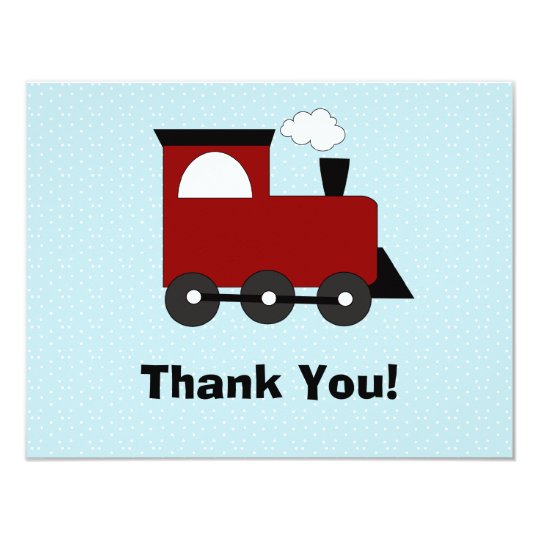 Train Birthday Party Invitation Thank You Card