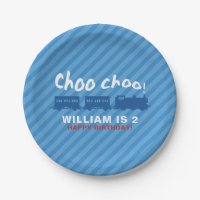Train birthday party plate