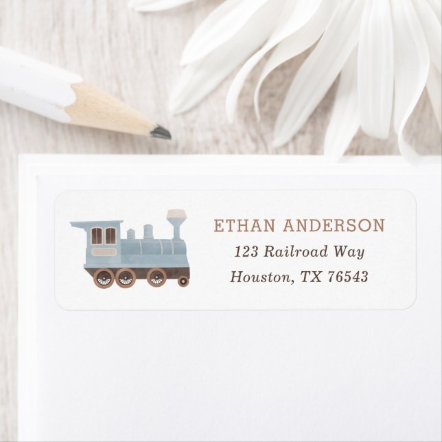 Train Birthday Party Return Address Label (Insitu)